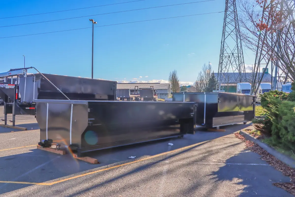 Roll-off dumpster ready for waste disposal at job site for Cleanout Dumpster Rental in South Hill